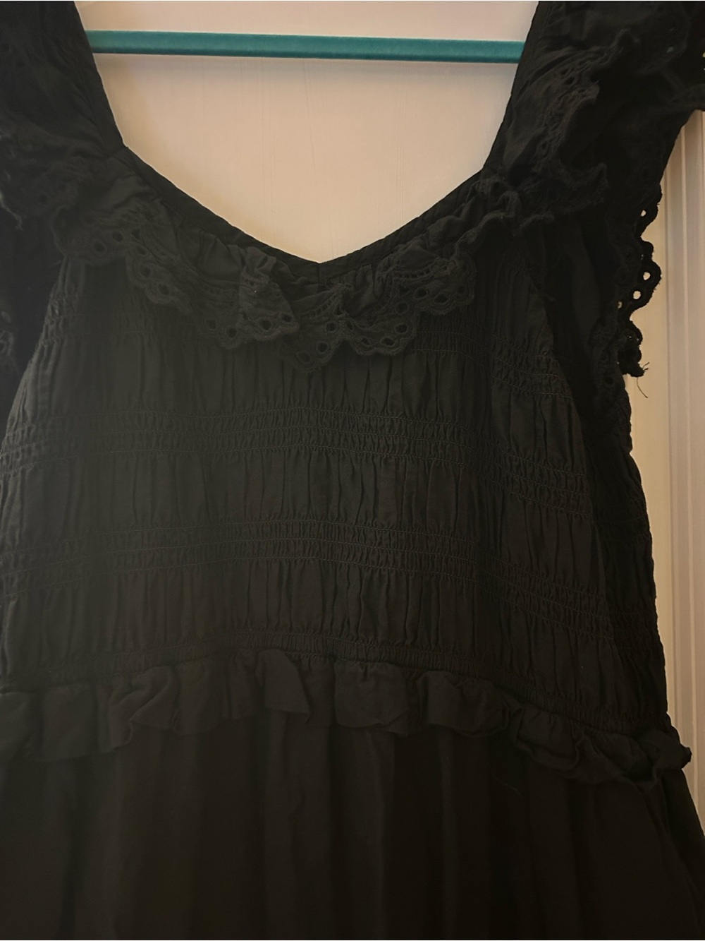 MADEWELL Black Eyelet Midi Dress with Scalloped Tank Sleeves - Picture 2 of 8